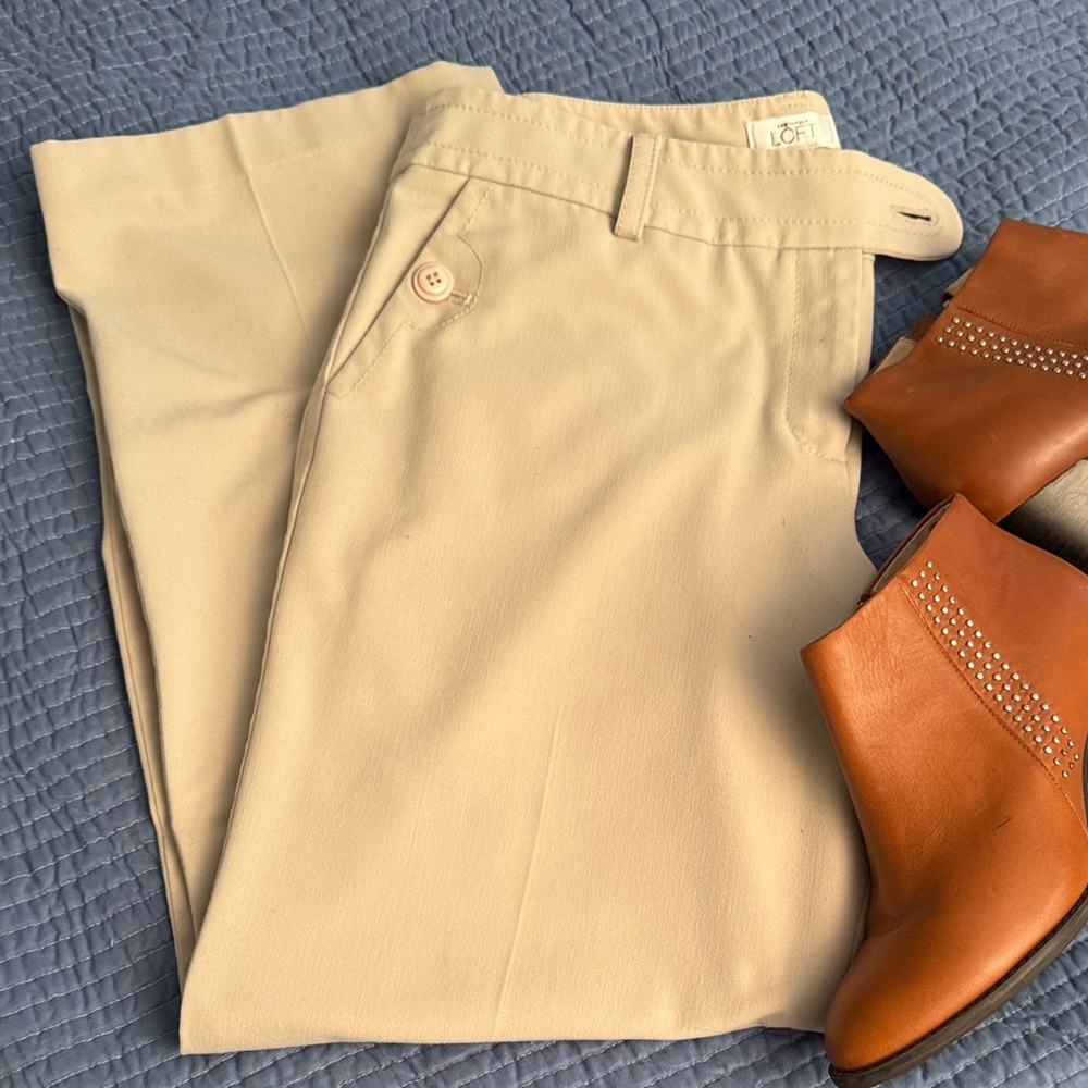 LOFT Light Beige Tailored Dress Pants